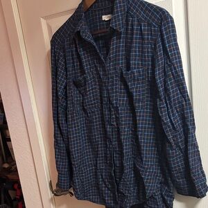 Pilcro Navy and Brown Checkered Shirt